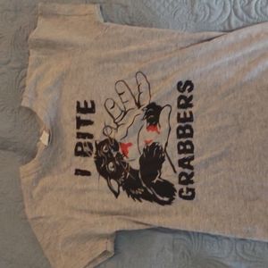 I bite grabbers tshirt, tulex shirt, size Small Kitty cat